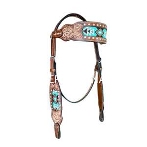 Nouveau design de serre-tête et plastron Western en cuir marron Parade Horse Tack Set à un prix abordable - Product Image 1