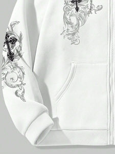 Sudadera con capucha estampada personalizada para hombre estilo cremallera con cremallera sudadera de lana de algodón 100% para comodidad de invierno - Product Image 5