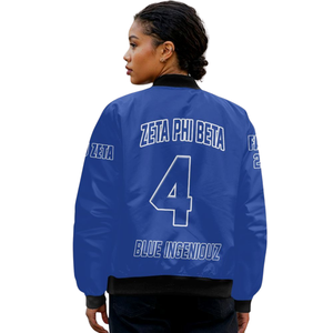 Chaqueta de Satén para Mujer Zeta Phi Beta, Azul y Blanca, Ropa Griega ZPB, Bordado con el Escudo de la Hermandad de 1920, Estilo Universitario Premium - Product Image 5