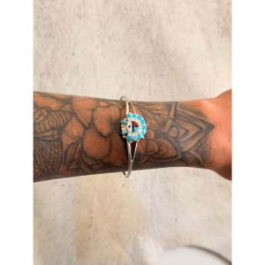 Zuni แฮนด์เมดหินหลายชิ้นและเงินสเตอร์ลิงฝัง sunface กำไลข้อมือเครื่องประดับแฟชั่น - Product Image 2
