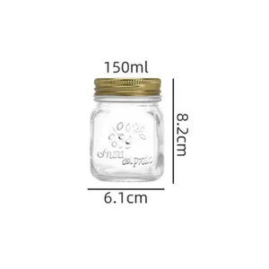برطمانات مربى زجاجية مستديرة شفافة للبيع بالجملة 4 أونصة 8 أونصة 16 أونصة برطمانات لتخزين المخللات مع غطاء معدني للأطعمة
