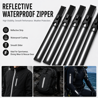 # 5 Fermetures éclair réfléchissantes en TPU imperméables en nylon à extrémité ouverte pour veste d'extérieur, imperméable, vêtements de ski