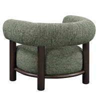 Fauteuil Lounge Moderne et Écologique, Tissu en Coton Vert Doux, Dossier Rembourré Arrondi, Structure en Bois Massif, Idéal pour la Maison, la Villa, l'Hôtel