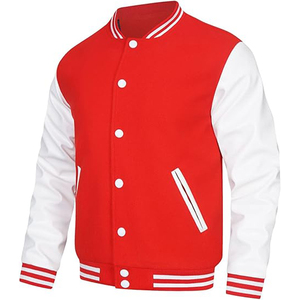 Vestes d'université personnalisables de haute qualité avec tissu respirant léger de conception de Letterman rouge pour le col montant d'hiver - Product Image 2