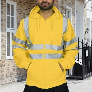 <b>Men</b> Reflective Safety <b>Hoodie</b> Zipper Sweatshirt High Visibility Construction Workers <b>Work</b> Clothes Sweatshirt Night Running <b>Hoodie</b> - Product Image 3