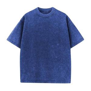 T-shirt en coton lavé olive pour homme, manches courtes, col rond, coupe ample, couleur unie, jersey décontracté - Product Image 6