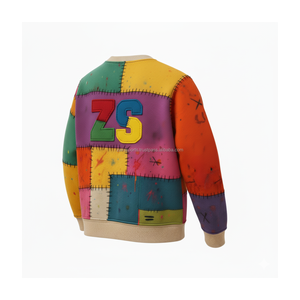 Premium 380 GSM coton polaire sweat multicolore patchwork conception douce doublure intérieure brodée chenille Basics Sweatshirts - Product Image 6