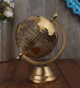 Globo Terráqueo Moderno con Acabado Antiguo en Latón, Decoración de Escritorio de Oficina de Metal de Aluminio, Globo Terráqueo Vintage, COLECCIÓN DE CALIDAD IND-20010 - Product Image 2