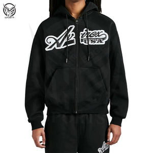 Sweat à capuche d'hiver uni pour homme avec fermeture éclair, 100% coton polaire, écologique, respirant, de haute qualité - Product Image 2