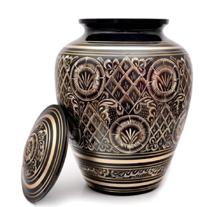 โกศใส่ศพทองเหลืองโลหะสไตล์อเมริกันสีน้ำเงินราคาขายส่งสำหรับเก็บขี้เถ้าจากอินเดีย - Product Image 4