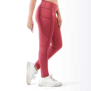 Leggings de sport unisexe de haute qualité pour femme, avec logo personnalisé, taille élastique, respirants, séchage rapide, taille mi-haute, en nylon/spandex - Product Image 3