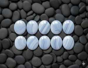 Agate en cabochon de qualité supérieure, tailles et formes variées, agate bleue en cabochon, pierre précieuse polie lisse, 20% de réduction et cadeau du Nouvel An - Product Image 1