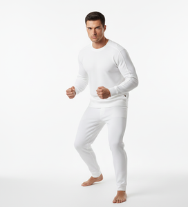 Cold Season Wear White <b>Men</b> <b>Thermal</b> Suit Full Sleeve Soft Warm Breathable Fabric Designed for Winter Living - Product Image 4