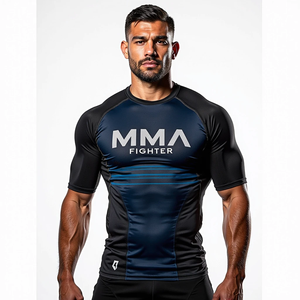 Ajuste de compresión de rendimiento personalizado Rash Guard para MMA y Kimono completa y elástico de manga corta personalizado De Jiu Jitsu - Product Image 1