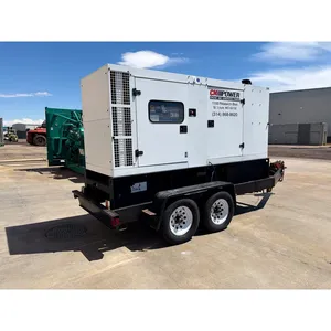 Groupe électrogène diesel industriel triphasé d'occasion de 194 kW, sortie 480 V, sur remorque, pour alimentation de secours commerciale - Product Image 1