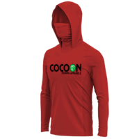 Sweat à capuche de pêche pour homme personnalisé Cocoon, rouge, manches longues, protection anti-UV UPF 50, impression logo avant, pull uni, chemise d'extérieur
