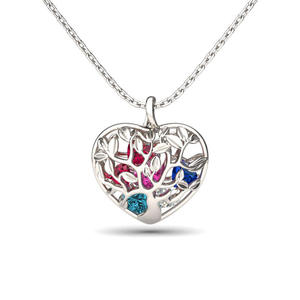 Collar con Colgante de Corazón con Piedra de Nacimiento en Acero Inoxidable Chapado en Rodio Jeulia - Product Image 1