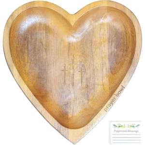 Bol de prière de congrégation en bois avec cartes de coeur cadeau religieux chrétien en bambou pour bol de pâte de prière d'Inde - Product Image 4