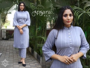 Kurti Long avec pantalon fait à la main, vêtements d'été en viscose pour femmes, ensemble droit imprimé Kurti et pantalon indien haut ethnique - Product Image 6