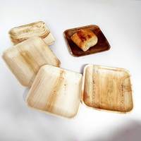 Assiettes jetables écologiques compostables en feuilles de palmier d'arec naturelles, profondes et carrées, pour les fêtes et la restauration à bas prix