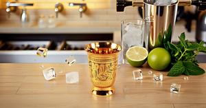Taza de Julepe de menta de latón metálico, capacidad de 10 onzas, tazas artesanales en relieve, utensilios para bar para cócteles, bebidas mixtas, accesorios de barra de Metal - Product Image 4