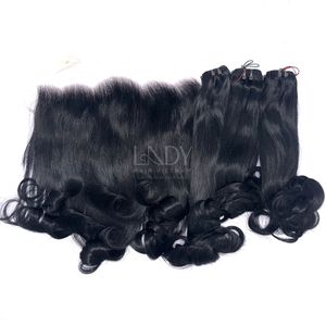 Paquetes de color de punta ondulada de cabello crudo de alta calidad con frontal y paquetes para hacer pelucas - Product Image 1