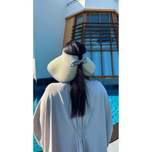 Chapeau de soleil beige pliable à visière ouverte en paille HSR2078 - Beige3 - Product Image 4