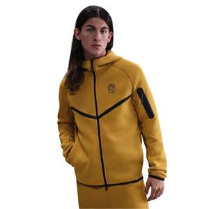 Veste à capuche zippée intégrale en polaire technique pour homme, jaune moutarde, légère, chaude, vêtements de sport d'entraînement, vêtements de sport haut de gamme - Product Image 4