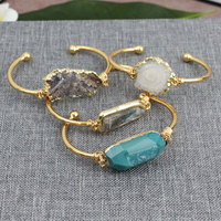 Bracelets intelligents faits main en argent 925 plaqué platine certifiés IGI, avec cristaux Druzy mélangés, sertissage clos de 15 à 20 mm en forme de goutte d'eau