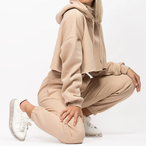 เสื้อครอปมีฮู้ดทรงหลวมมีฮู้ดผ้าฝ้ายหนาเสื้อครอปของผู้หญิงดีไซน์ใหม่ - Product Image 3