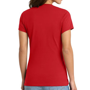 T-shirt en coton uni à col rond et manches courtes pour femme, T-shirt à col en V chiné, T-shirt confortable en mélange doux pour femme - Product Image 5