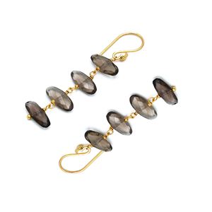 เครื่องประดับควอทซ์ทรงรีสีควันทำด้วยมือ | ชุบทอง18K โลหะผสมทองแดงอัลลอยด์สำหรับงานแต่งงานดีไซน์ทันสมัย | ผู้ผลิต - Product Image 3