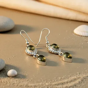 925 <b>Silver</b> Drop <b>Earrings</b> with Peridot Gemstone Gold & Rose Gold Plated for Wedding Party Gift Women's Jewelry - Product Image 2