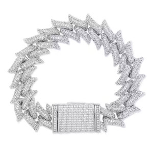 925 Sterling Silver Men's & Women's Hip Hop Tennis <b>Bracelet</b> Moissanite <b>Baguette</b> Cut Diamond Fine Chain & Link <b>Bracelet</b> - Product Image 4