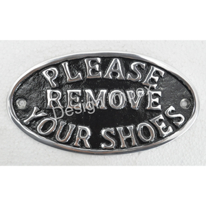 Veuillez enlever vos chaussures rappel signe général fonte métal votre idée conception acceptable général mur chante pour la maison/bureau - Product Image 2