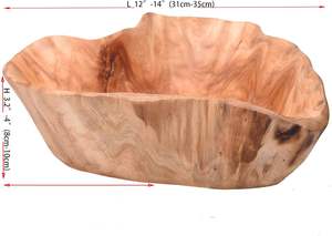 ชามไม้ (12 "-14") ทำด้วยมือธรรมชาติแกะสลักรากผลไม้ชามสลัดไม้สร้างสรรค์ - Product Image 2