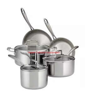Best Quality Stainless Steel Cookware Set With Glass <b>Lids</b> Induction Ready <b>Pans</b> For Home Kitchens Pots In Wholesaler Price - Product Image 5