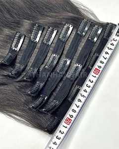 Prêt à Expédier Extensions de Cheveux Humains de Couleur Noire à Clip Droit Naturel de Luxe de Meilleure Qualité - Product Image 1