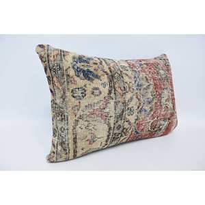 Bohemian Kantha Patchwork Wool Pillow 16x24 Inch Beige Woven Floral <b>Vintage</b> Pattern Portable for <b>Bedding</b> Living for Christmas - Product Image 3