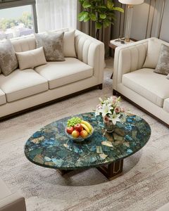 Sello de Ágata Pulida Hecho a Mano, Decoración de Hogar de Lujo, Diseño Religioso con Patrón de Flores, Modelo de Resina Redonda para Mesa, Estilo Exquisito - Product Image 2