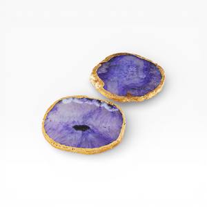 Silver Edge <b>White</b> Agate <b>Coaster</b> Set Natural Crystal Stone Drink <b>Coasters</b> for Modern Luxury Interiors - Product Image 2