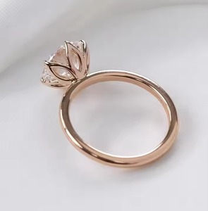 Bague solitaire en or rose massif 14 carats avec 2.5 diamants cultivés en laboratoire bijoux de fiançailles et de cadeau d'anniversaire pour femmes romantiques - Product Image 5