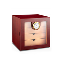 Nouvelle conception JH, boîte à cigares en bois de cèdre à 3 couches avec finition laquée miroir, grande capacité, humidificateur pour cigarettes, armoire de rangement