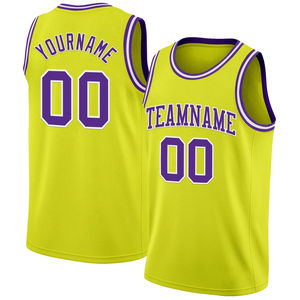 Maillot de basket-ball jaune personnalisé sans manches unisexe pour adulte, impression du nom de l'équipe, respirant, coupe régulière, maille sublimée - Product Image 5