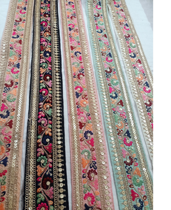 Lacets de travail en fil brodé sur mesure avec options multicolores en paillettes brodées de 1.5 pouces de largeur - Product Image 3