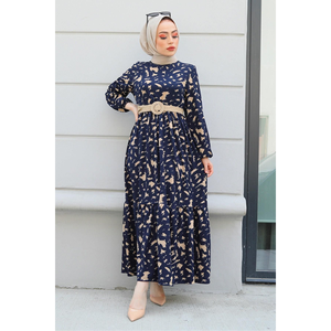 กระโปรงจีบเอวชุดเดรสเจียมเนื้อเจียมตัว17647-1น้ำเงิน - Product Image 5