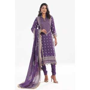 Conjunto de Traje de 3 Piezas para Mujer, Bordado, Sin Costuras, Color Morado - Product Image 5