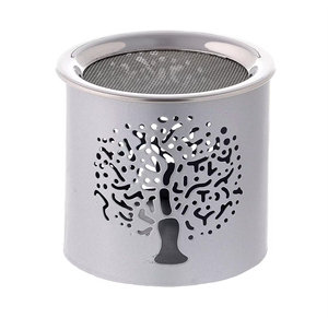 Porte-brûleur d'encens spécial Eid forme ronde couleur argent look élégant grande qualité conception d'arbre brûleur Bakhoor métal solide - Product Image 1