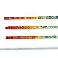 Bandes de pierres précieuses en saphir multicolore arc-en-ciel naturel de 4 mm, taille princesse carrée, facettées, pour la fabrication de bijoux, provenant d'un fournisseur en gros