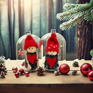 Juego de 2 adornos navideños de Gnomo de madera Decoración de fieltro no tejido - Product Image 5